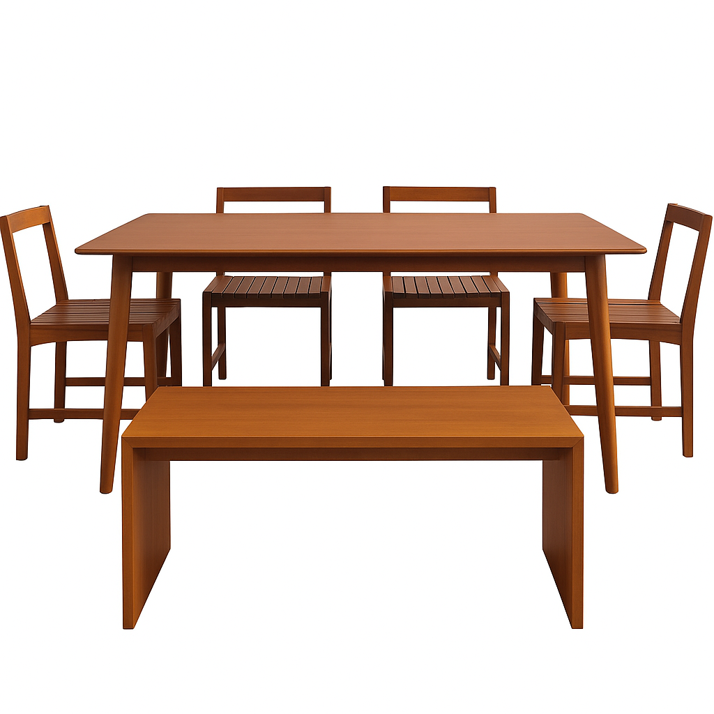 RUNDA 1.5M DINING SET (1 TABLE + 2 LITE CHAIRS + 1 PLANK 1.3M BECH)